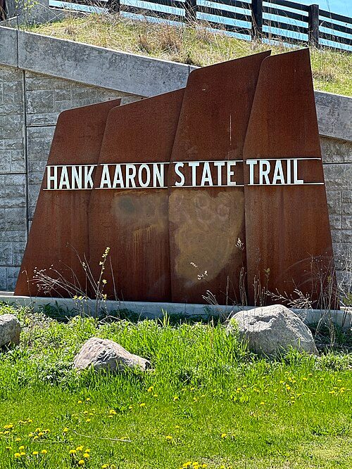 Hank Aaron State Trail sign on Hawley Road